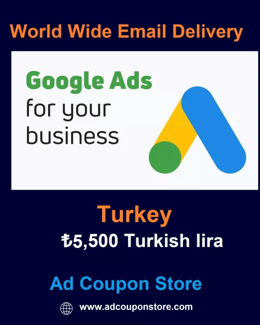 Buy ₺5,500 Turkish lira Google Ads coupon Turkey
