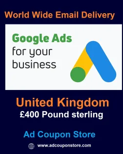 £400 GBP Google Ads Coupon UK (United Kingdom)- For New Account Only